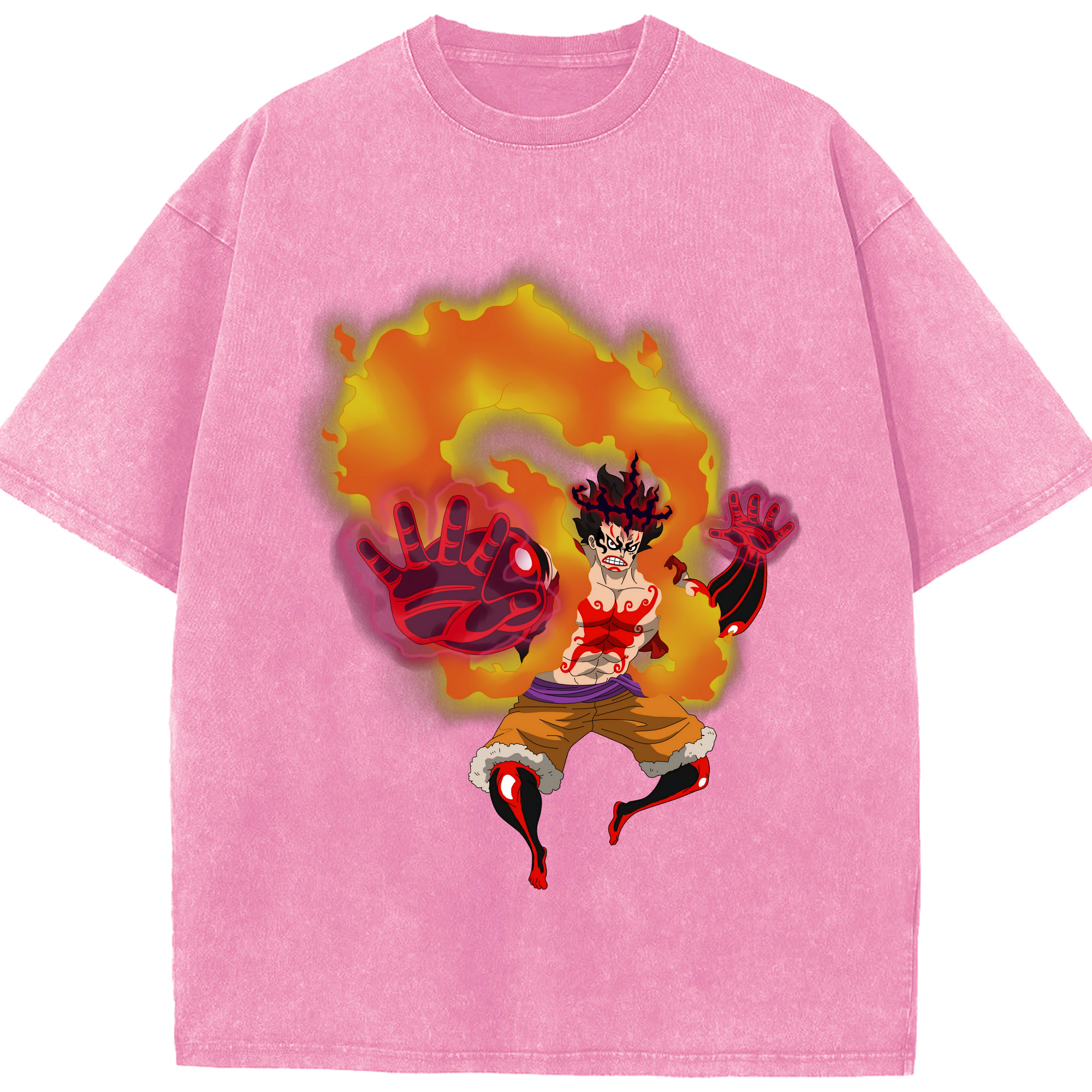 ワンピース モンキー・D・ルフィ ONE PIECE Monkey D. Luffy 綿100% ヴィンテージ風 半袖Tシャツ（フロントプリント）
